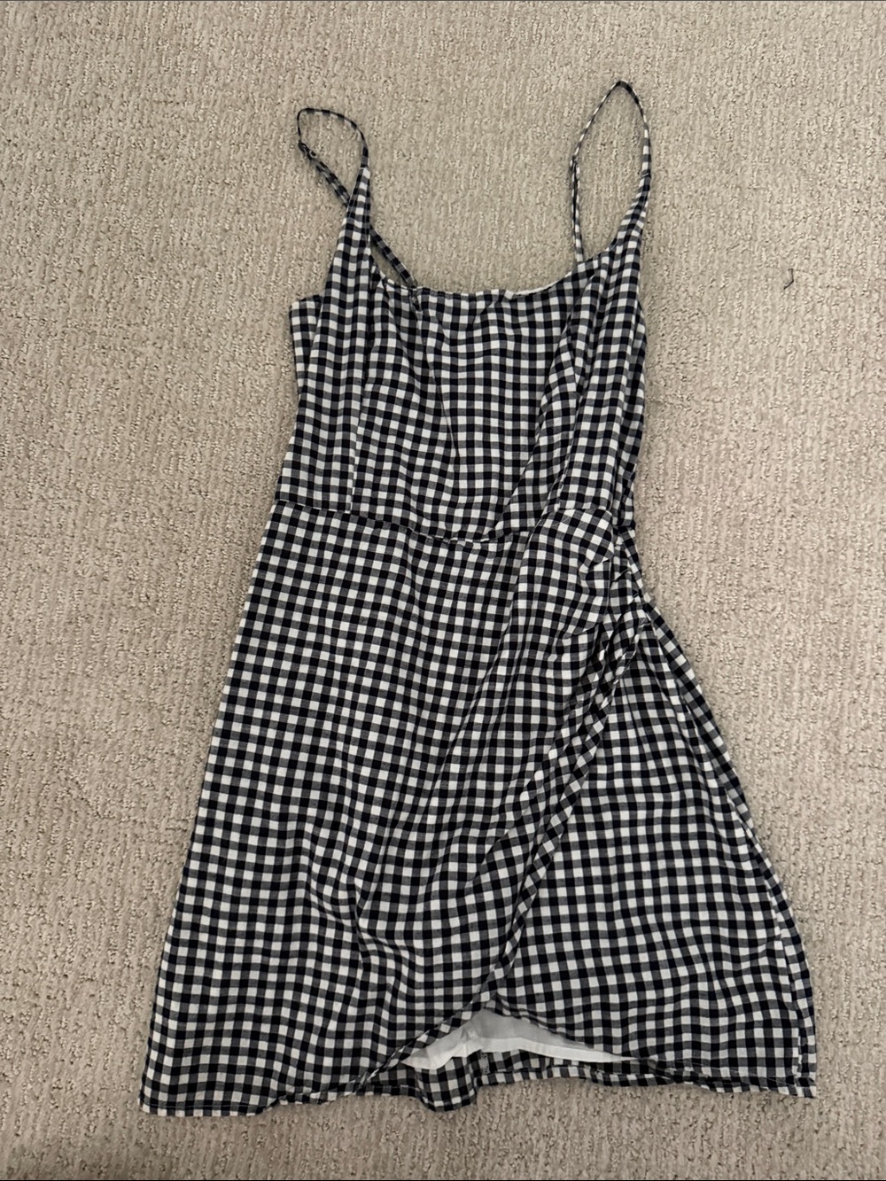 Abercrombie & Fitch White Dress with Black Gingham Straps